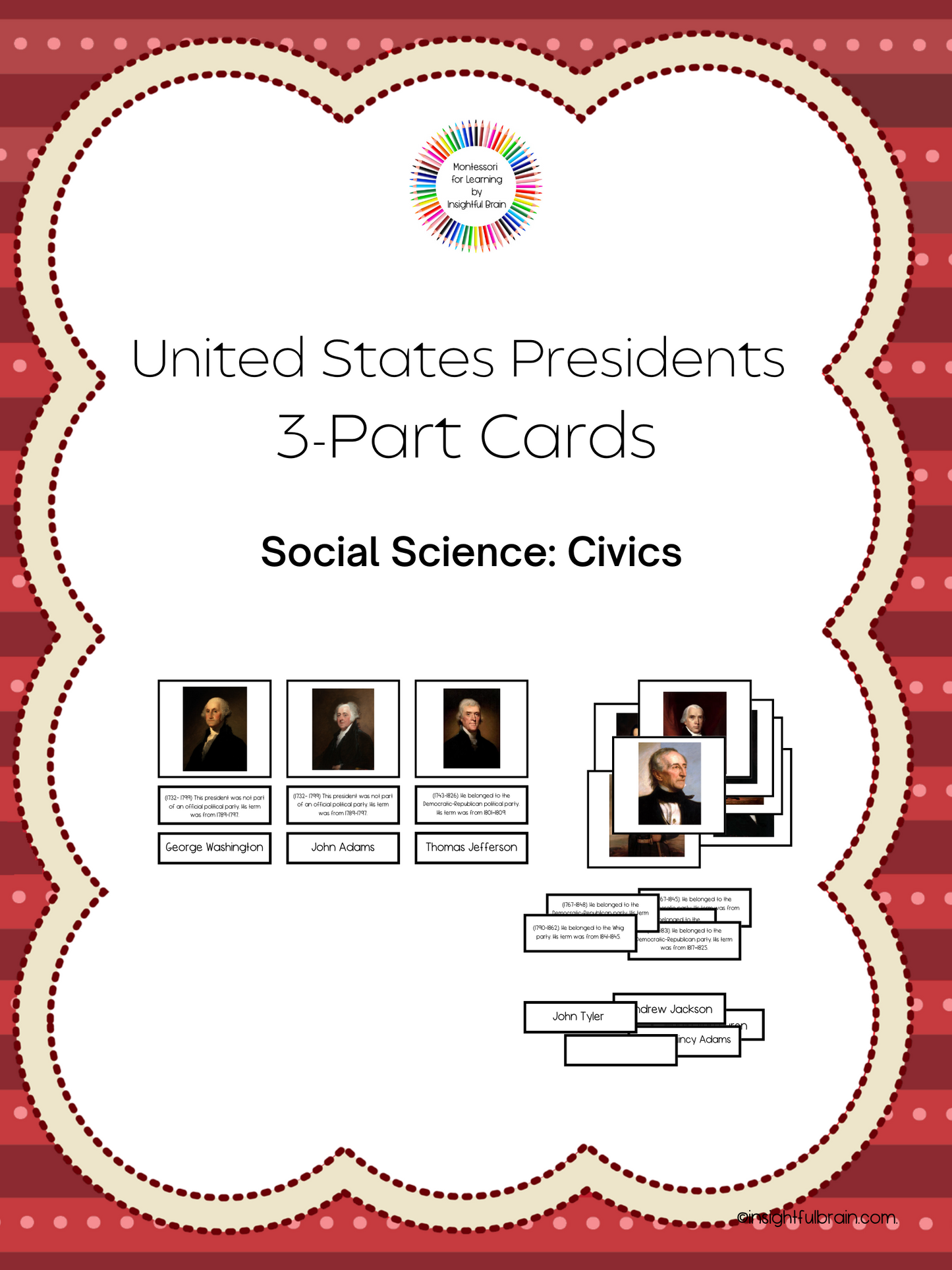 US Presidents 3-Part Cards