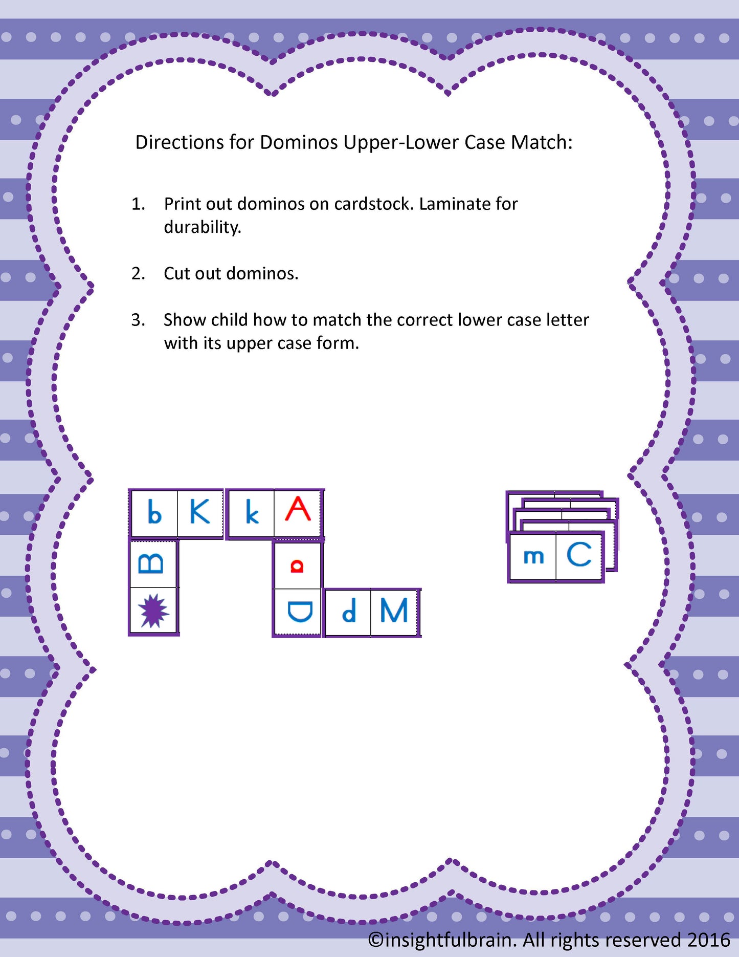 Pre-Reading Letter-Matching Domino Set